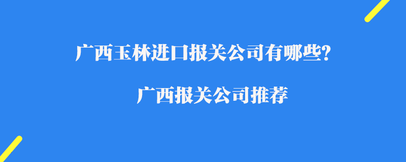 廣西玉林進口報關(guān)公司有哪些？廣西報關(guān)公司推薦